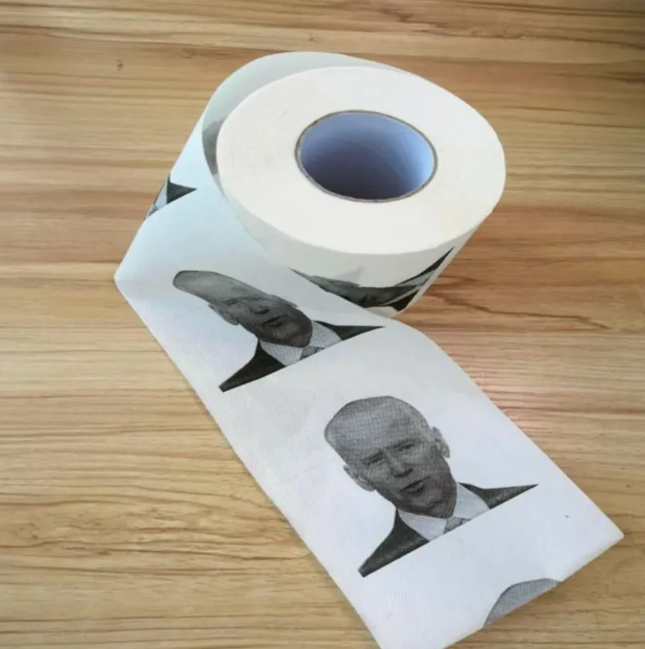 Nouveauté Joe Biden Papier toilettes Roll Fashion Fonction drôle d'humour Gag Cadeaux Cuisine salle de bain en bois Pulp Tissue Papier de toilette imprimé