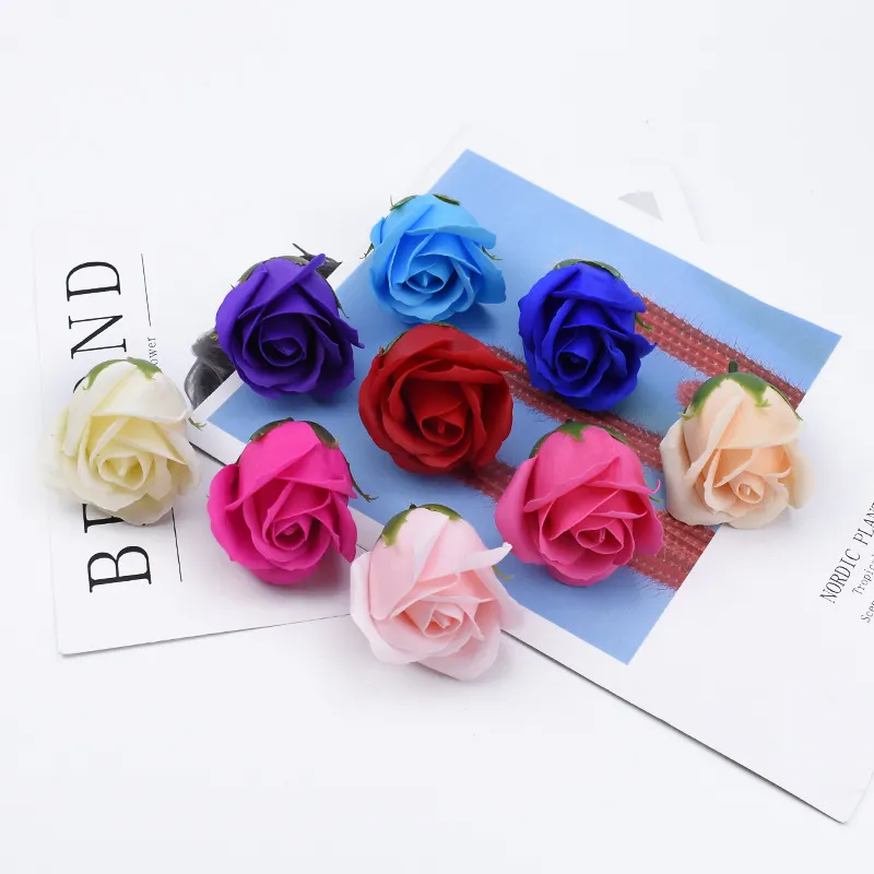 Soap Rose Flower Head Valentine's Day Gift Artificial Soaps Bouquet Birthday Party Rose Flowers Decoration Home Wall Ornament Th1400