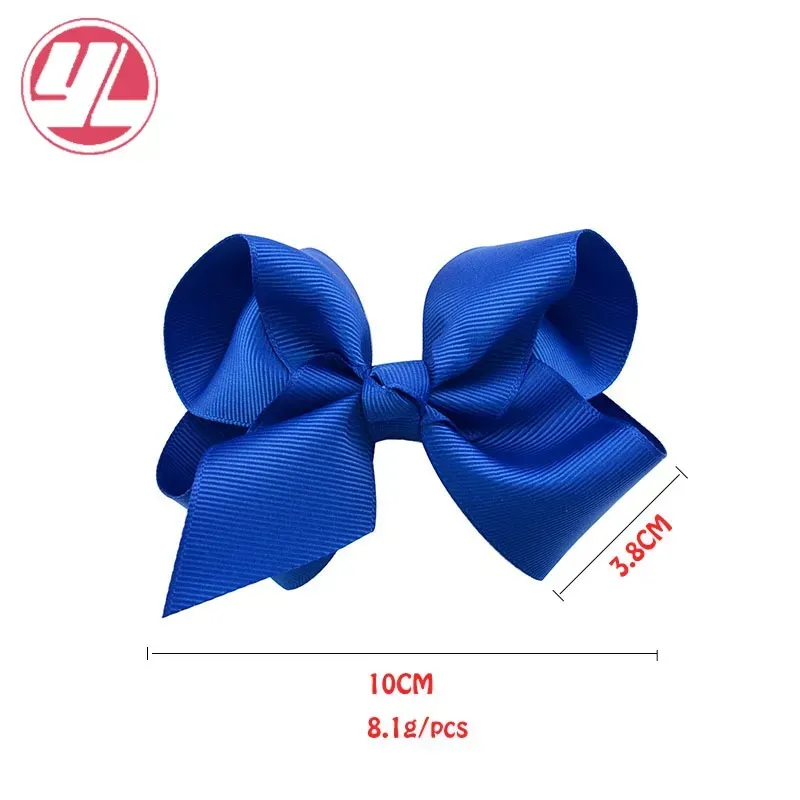 4 inch Solid Grosgrain Ribbon Hair Clip Handmade Bow Knot Boutique Hair Accessories for Girls Fashion Headwear