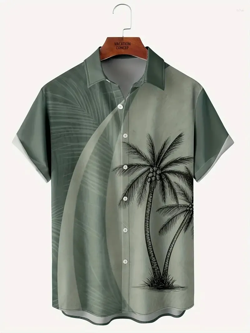 Chemises décontractées pour hommes Design noir et blanc Palm Palle Palle Print Shirt Fashion Men Femmes Femmes Bouton à manches courtes Tops