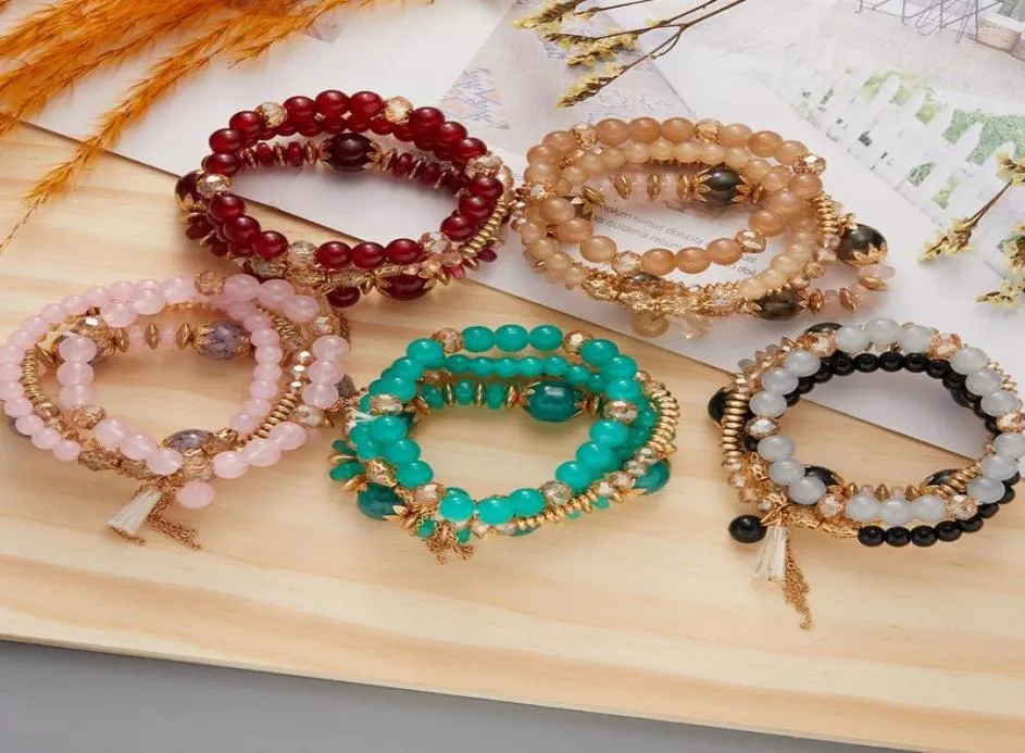 Strand 4pcs Boho Beads Bransoletka Urok Braclety z koralikami dla kobiet biżuteria Set1802685
