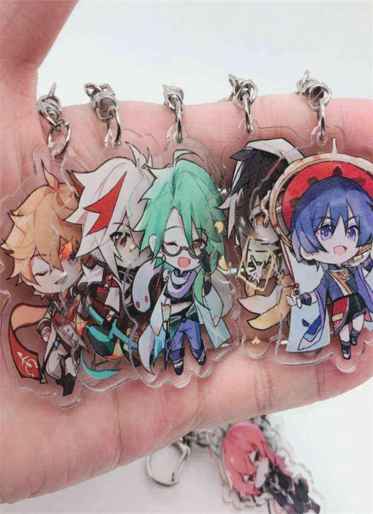 Anime Genshin Impact Keychain Kunikuzushi Scaramouche Cosplay Accessories Key Chain Pendant Cartoon Badge For Boy Girl Kid Gift Y11133689