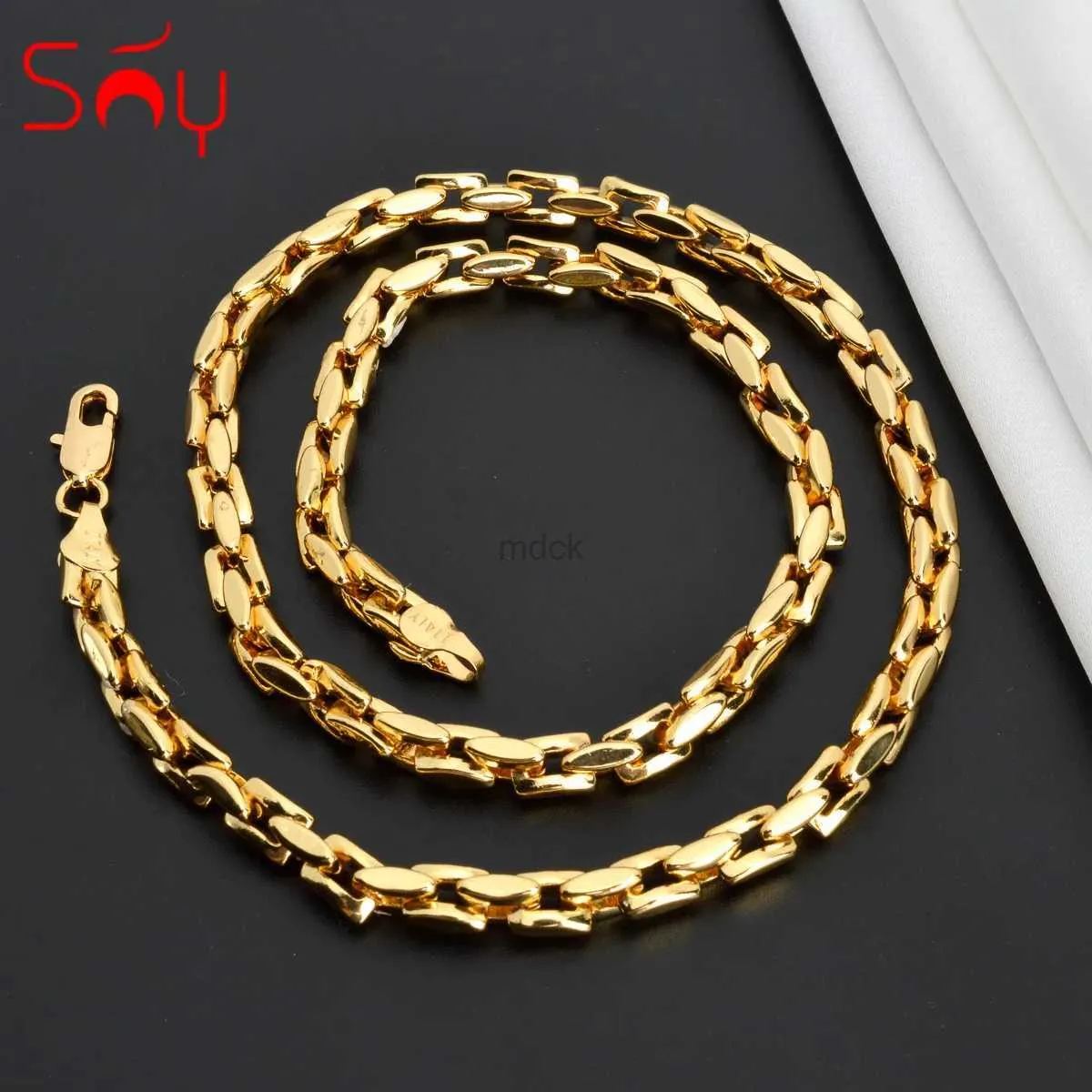 Anhänger Halskette Sunny Schmuck HipHop Link -Kette Halskette für Frauen Mann Statement Gold Farbe Choker Klassische Trendy Daily Weed Wedding Party Geschenk 240419