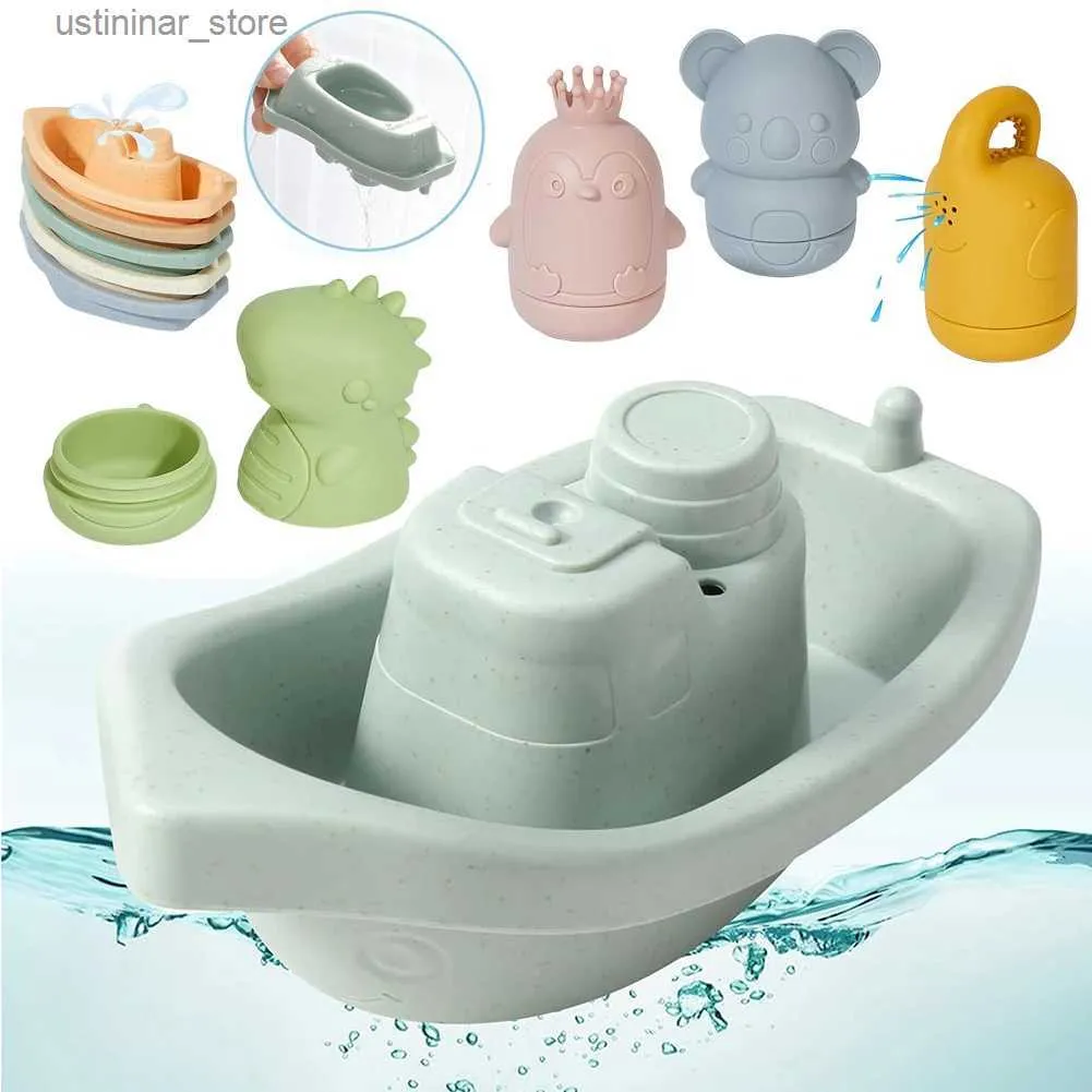 Sable Player Water Fun 9 PCS Animaux Baignes Toys Baby Bath Tout Fun Fun Educational Boat Bathtub Toy Cadeaux pour bébés pour les tout-petits pour les tout-petits 1 à 3 ans L416