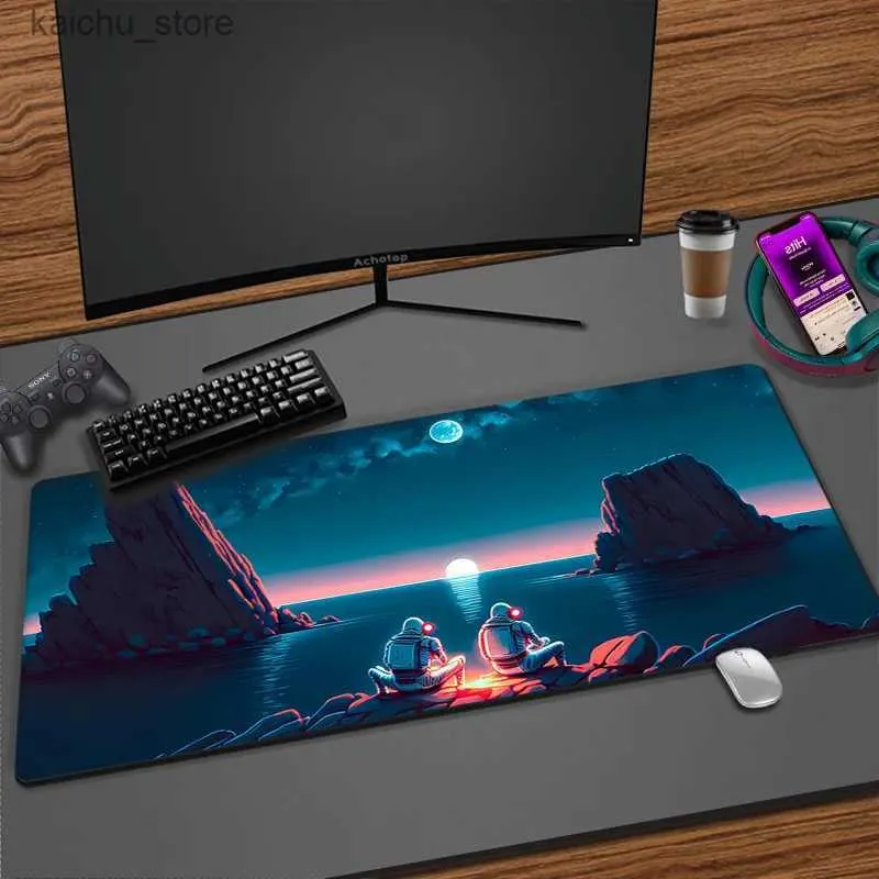 Mouse Pads Handgelenk ruht Astronaut Maus -Pad 900x400 Anime XXL Gaming Padmouse Gamer Laptop Mausmatten zum Spielen des Spiels Mousepad Schreibtisch Teppich Teppich Y240419