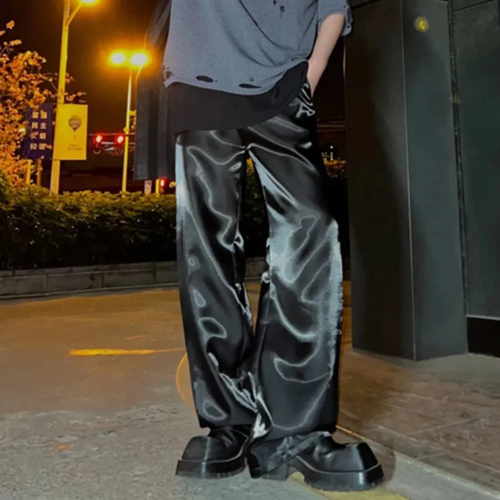 Y2K Street Glossy Satin pantalon pour hommes et été pantalon décontracté de la base