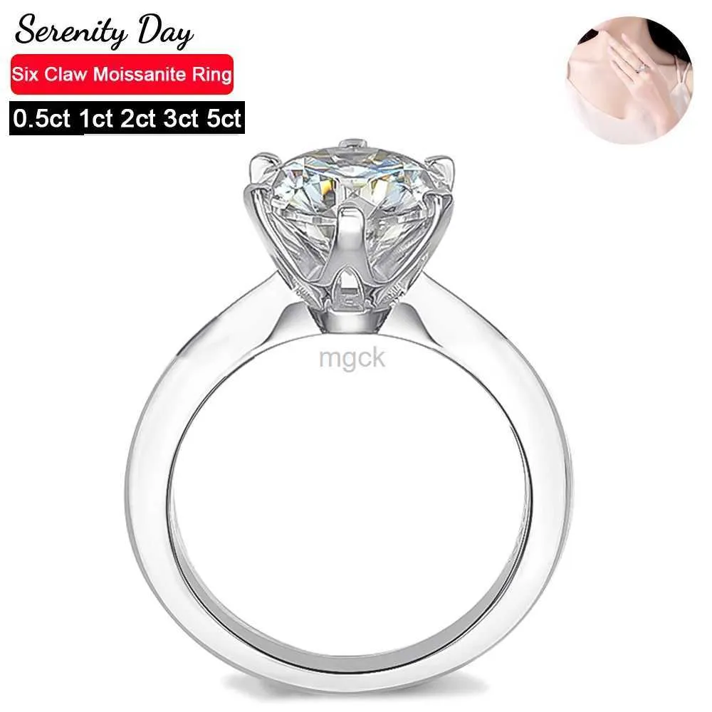 Bröllopsringar Serenity GRA Certified 1-5CT Moissanite Rings Lab Diamond Solitaire Ring for Women Engagement Promise Wedding Bands Fine Jewelry 240419