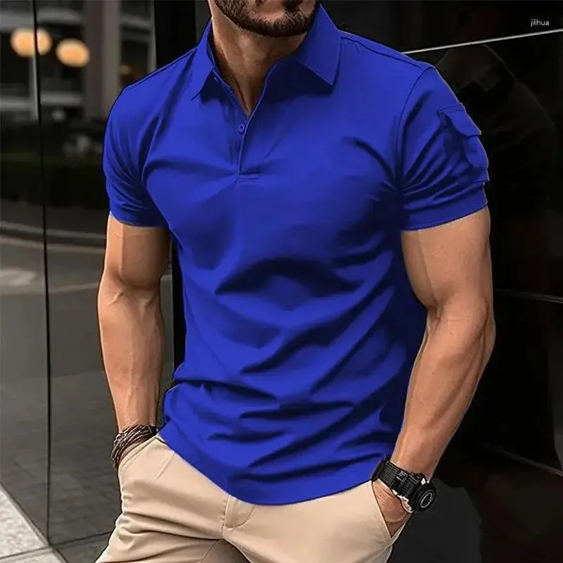 رجال Polos Mens T-Shirt Plain Gym قم بتجفيف القمصان ذات التجفيف السريع لا شعار من الذكور مع ذوي الياقات النحيف