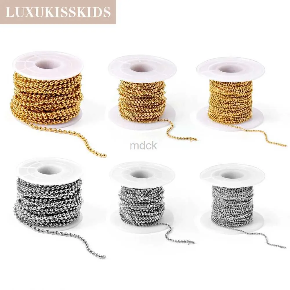 Colliers pendants LuxukissKids Perles chaînes Vente 10 mètres / rouleau DIY pour le collier de bijoux 1.5 / 2/3 mm Round Ball en acier inoxydable 316l Pas de chaînes de fondu 240419