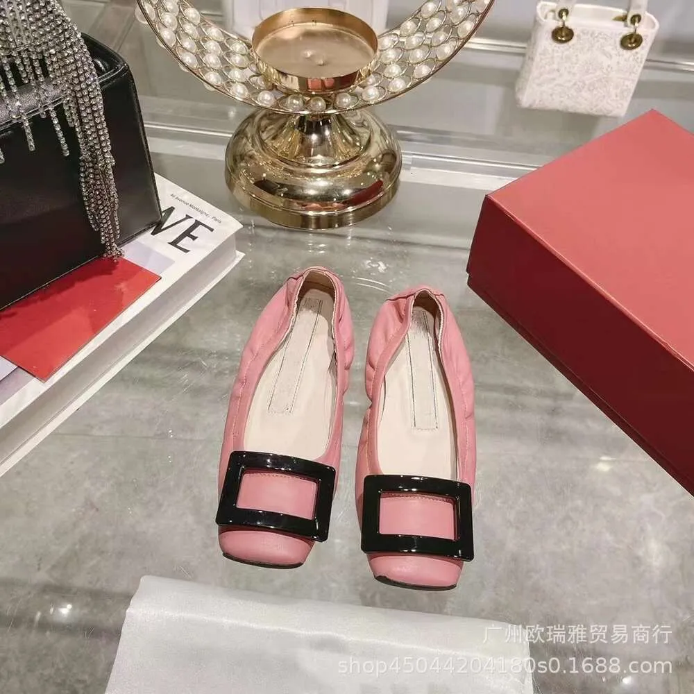 Sandals Casual Shoes Autumn Ladies Style Girl's Little White Square Buckle, Head, Flat Heel Small Non Confronting