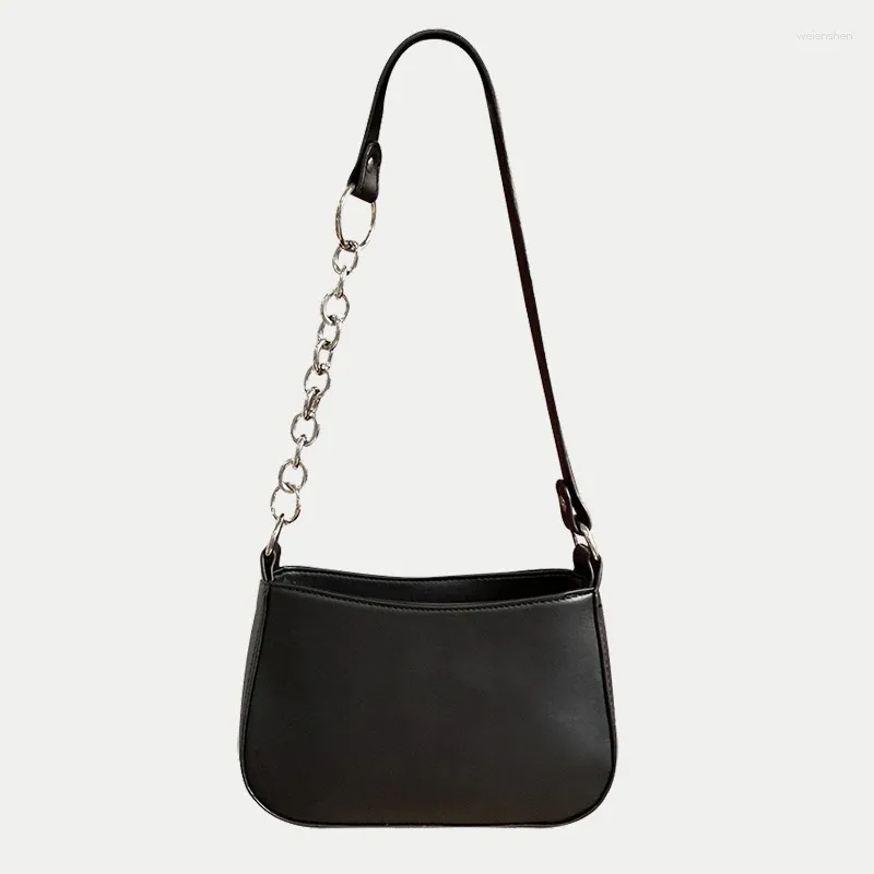 Väska enkel stil baguette axel kvinnor svart handväska pu läder armhåla messenger väskor handväska 2024 mode