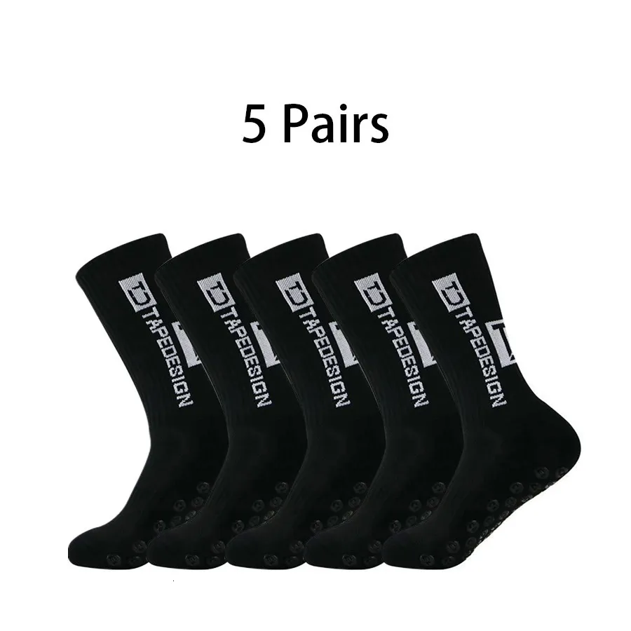 5 paires chaussettes de football à mi-barre antidérapant en silicone au fond épaissis de serviette amortissage de football chaussettes de yoga de basket-ball 240416