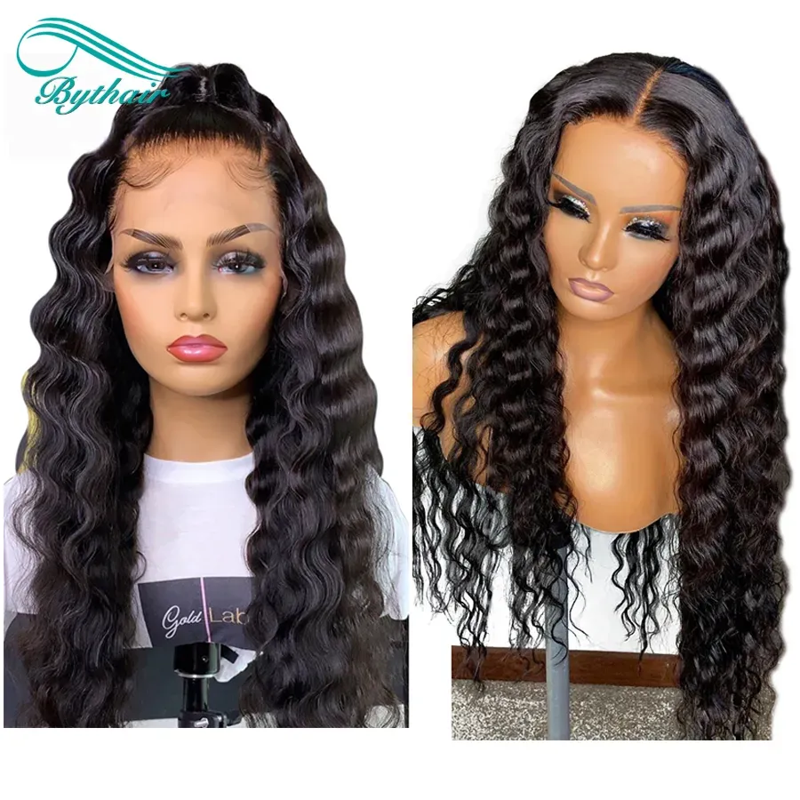 Wigs Bythair Curly Lace Front Human Hair Wigs Pre Plucked Hairline Brazilian Remy Hair Full Lace Wig With Baby Hair Natural Color 826'