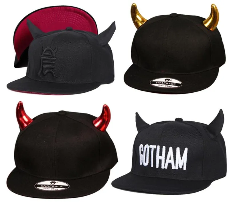 2017 Fashion Novelty Bones Gorras Snapbacks Hats Little Devil Horns Ears Hip Hop Baseball Hats Kvinnliga män Kvinnor Cap Funny6317279