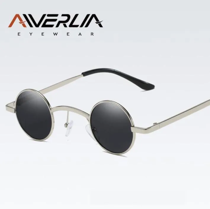 Aiverlia Pequenos óculos de sol redondos Projeto de marca Men Women Vintage Circle Glasses Metal Frame Round Shades AI583275749