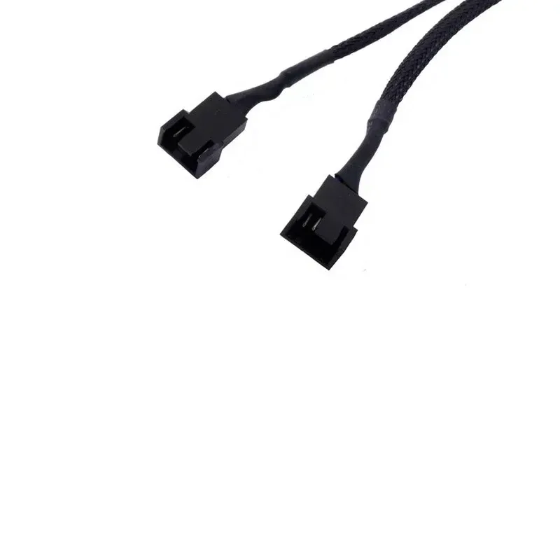 3/4 Pin PMW To Dual Fan Y Splitter Black Sleeved Extension Power Cable Cooler Extension Motherboard Splitter Power Adapter