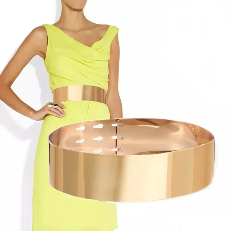 Breiter shinny Metall Hochzeitsgürtel Gold Silber Ring wie Cummerbund für Frauen Cinturones Lady Bekleidungszubehör S BG-026 240410