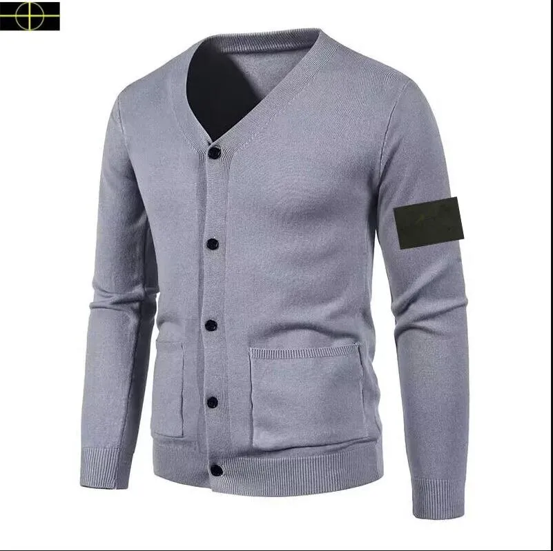 Designer di giacca di pietra maglione maschile marcata a marcia con marchio a maglia Cardigan Pullover Casual Business Slim Fit Slip Long Classic Lussuoso Stile pullover caldo