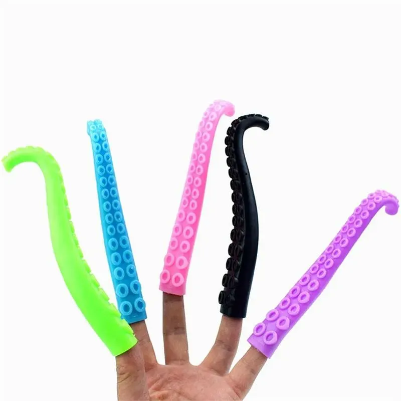 New Novel Plastic Finger Puppet Story Mini Octopus Tentacles Toy Silicone Small Finger Toys for Kids Children