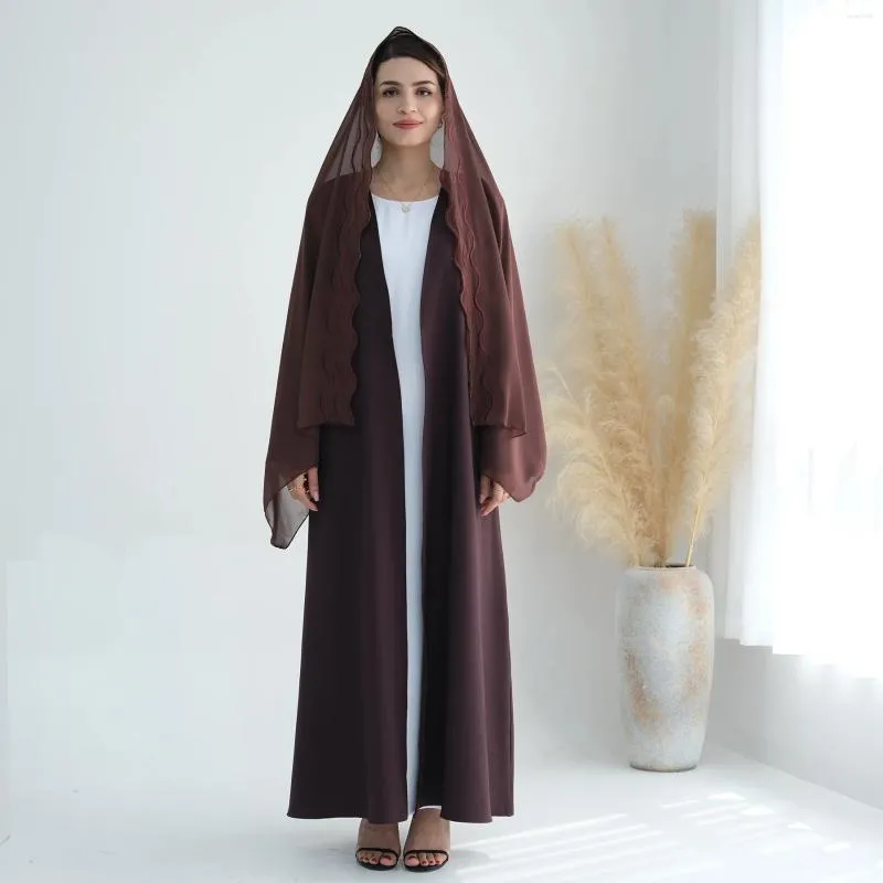 Abbigliamento etnico Ramadan Women Dubai Kimono Khimar Abaya Set 2 pezzi Turchia Islam Arabica Set musulmani Abito hijab abito kebaya abito femme musulmane