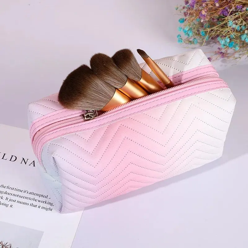 Bolsas de cosméticos 2024 Moda Mulheres PU gradual