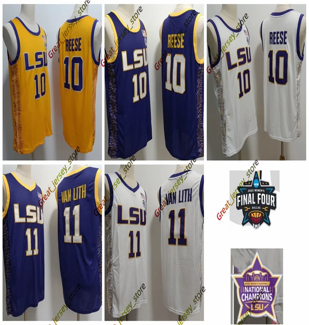 10 Angel Reese LSU Tigers Basketball Jerseys Mens Womens Stitched Hailey 11 Van Lith LSU Jersey