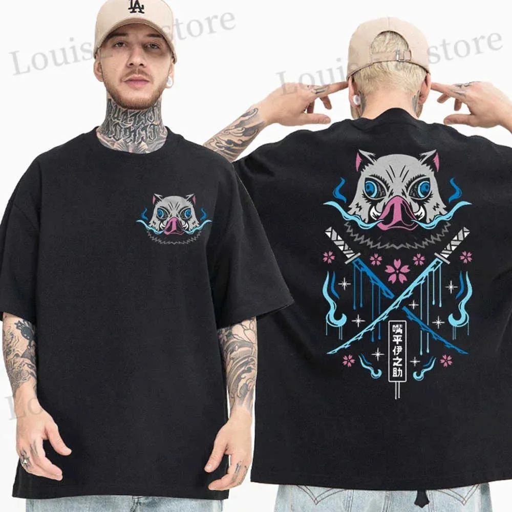 Men's T-Shirts Summer Mens Anime Devil Killer Printed T-shirt 100% Cotton Japanese Anime Beast Top Quality Casual Clothing T240419