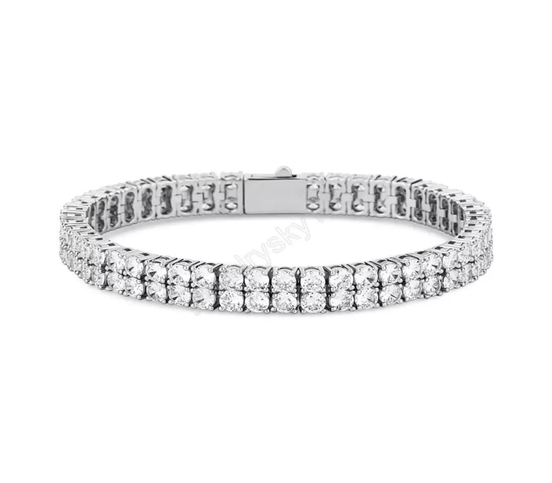 Bracelet Bracelet Bracelet Hip Hop Bracelet Bling Out 2 Row Cz Stone Chain Bracelets для женщин мужчины связывают сети ювелирных изделий6917245