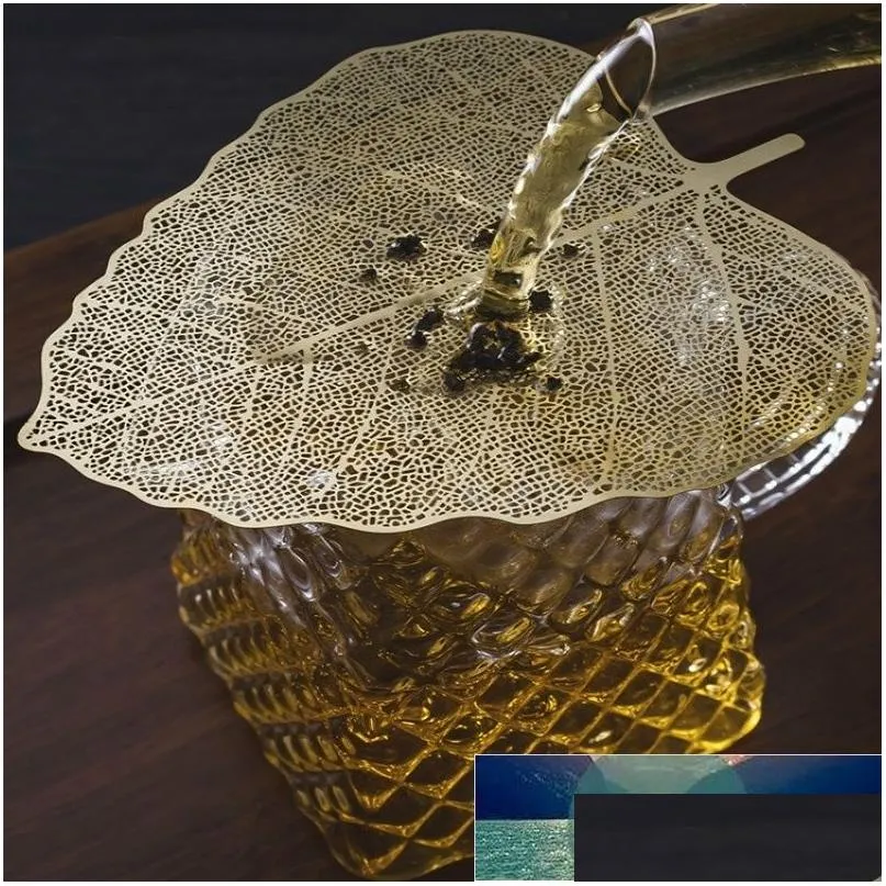 Tea Strainers Household Items Bodhi Leaf Leak Creative Pure Copper Leaves Fair Cup Filter Strainer Kung Fu Set Accessories Drop Delive Dhn7L