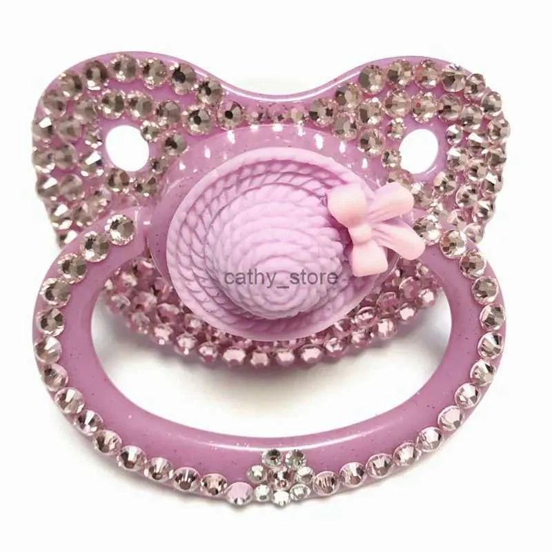 Pacifiers# Miyocar فريد من نوعه مصنوع يدويًا Pink Hat القبعة البالغة البالغة البالغة الحجم Gem Gem Pacifier Dummy Abdl Silicone Nipple Pacifierl2403