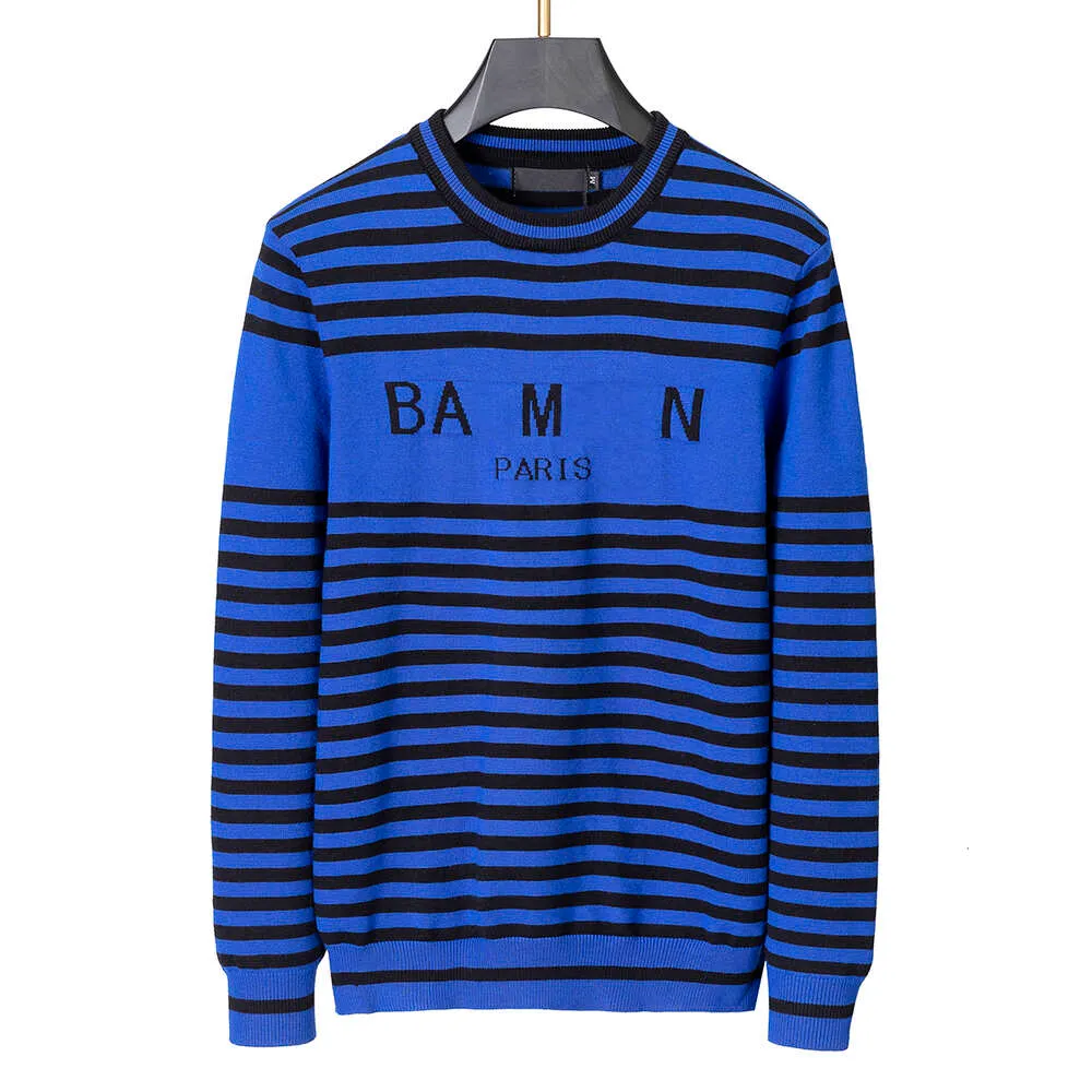 Autumn Blue Stripe Bordado Sweater Mens Pullovers Winter New 2024 Designer de moda Camisas casuais roupas de tamanho Multi Size M-3xl FZ2404195