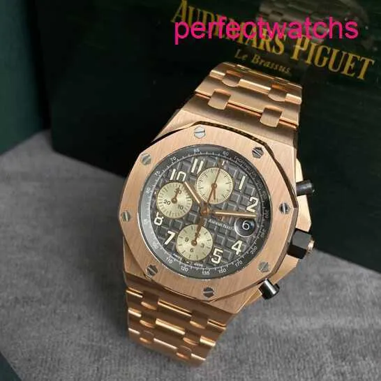 Tourbillon AP Wrist Watch Royal Oak Offshore Series 42 mm Calendrier Timing Red Devil Vampire Automatic Mechanical Steel Rose Gold Fashion Watch 26470OR.OO.1000OR.02