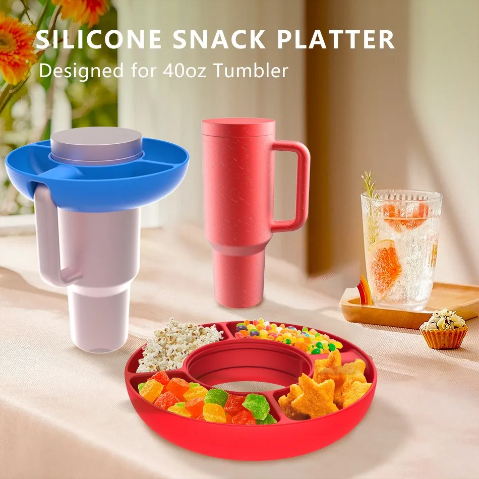 Snack Bowl voor Mark Cup, Tumbler Snack Tray compatibel met Stan Cup 40 oz met handgreep, herbruikbare snack opslag topring snoepvak met 4 compartimenten