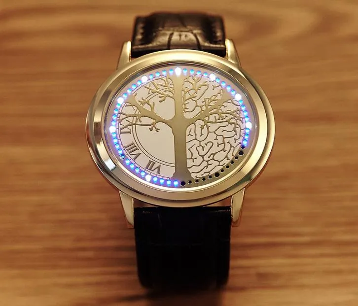 Banda PU unisex Minimalista Led Watch Watch Men and Women Couple Student Loves Watch Electronics Casual Tree Personality Touch TH5671247