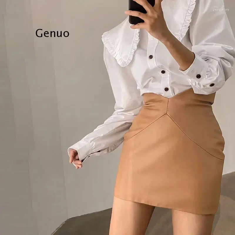 Jupes pour femmes Pu bodycone sexy jupe courte taille haute faux cuir mini femelle 2024 automne de mode hiver