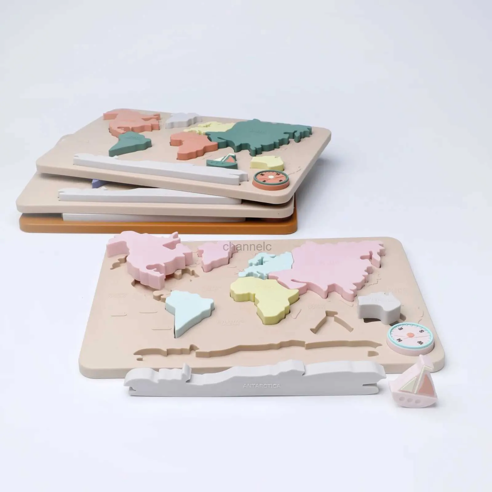 3D Puzzles Baby Montessori Leren educatieve wiskunde Toy World Map Puzzle Toys matching speelgoed zacht siliconen speelgoed voor kinderen kinderen accessoires 240419