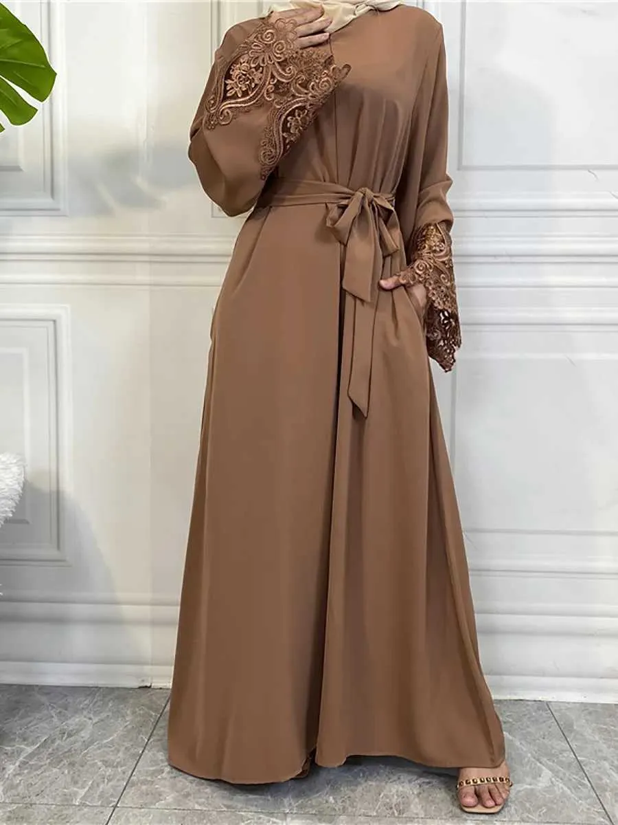 R7LS abbigliamento etnico modesto Abaya Ramadan Musulman de Mode Maxi Robe Turchia Kaftan Abbigliamento islamico musulmano per donne Abito hijab Caftan Vestidos D240419