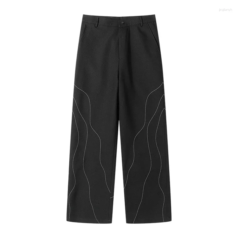 Pantalon masculin 2024 koréen Stripe Stripe Loose Men Japon Ligne Blanc Streetwear Fashion Vintage Noir noir Sigthme de pantalon masculin