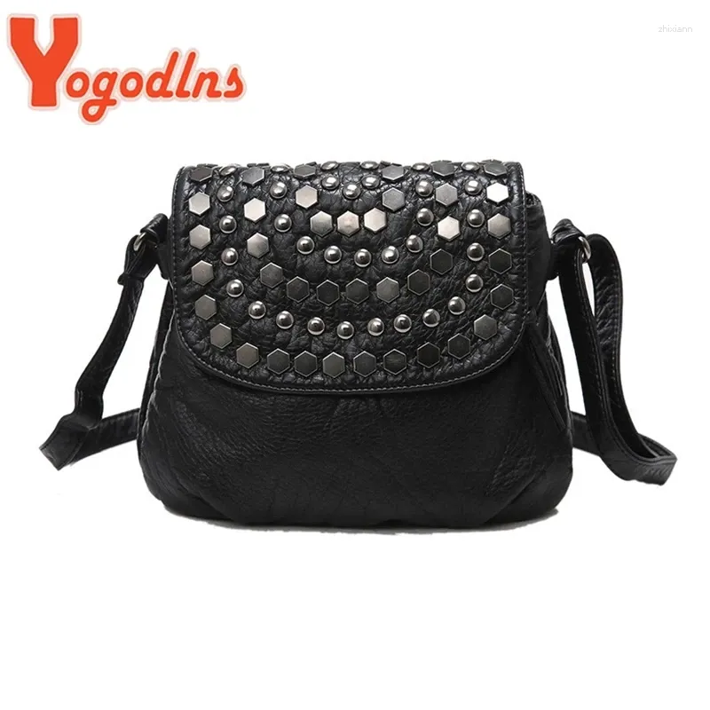 Totes yogodlns mode noir Enveljavascope Femmes Embrayage Rivet Girls Coue Party Small épaule sac à main Sacs de messager