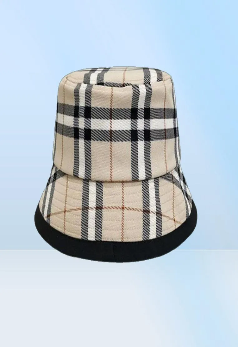 21SS British Style Classic Grid Pattern Wide Brim Bucket Hats Дизайнеры модные женские женщины весна осень Слуша