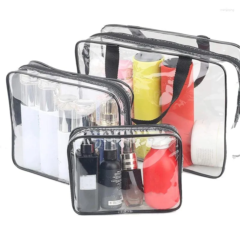 Sacs de rangement 3pcs PVC Voyage Transparent Cas transparents Articles de toilette Boîte à bagages Pagice de serviette à bagages