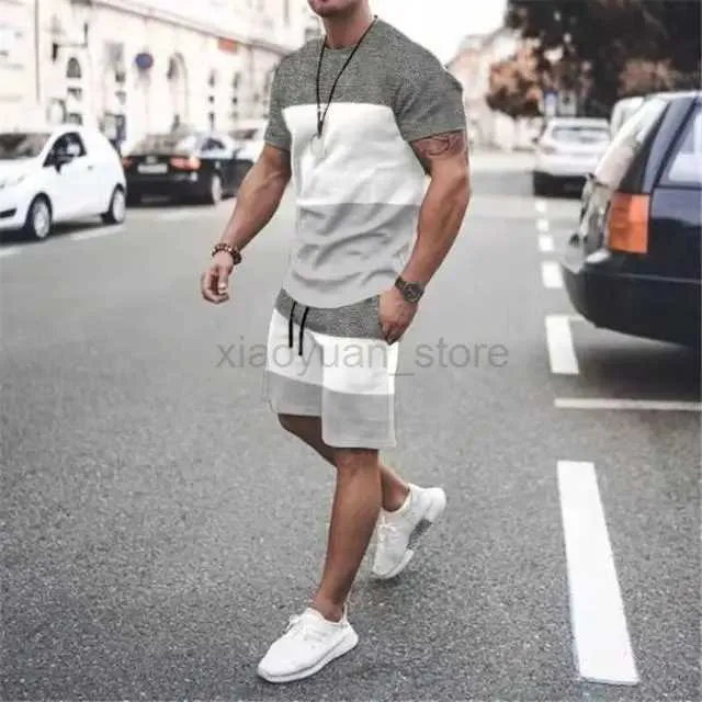 Mäns shorts Summer Men t-shirt set för manlig sportsspårning Vintage Kort ärmskjorta Shorts Pants Suit 3D Print Oversize Two Piece Outfit 240419 240419