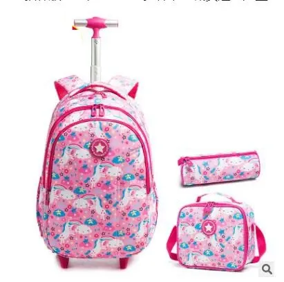 Bags Children School Rolling Backpack Bag Kids Trolley Bag on Wheels School Wheeled Backpack for Girls Travel Lage Trolley Bags