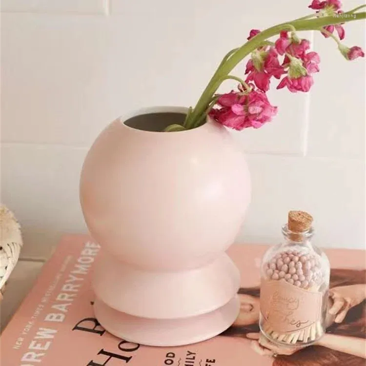 Vasos nórdicos inseado vaso de cerâmica Creme decoração de estilos de casas mesa de jantar mesa de jantar de flor seca arranjo