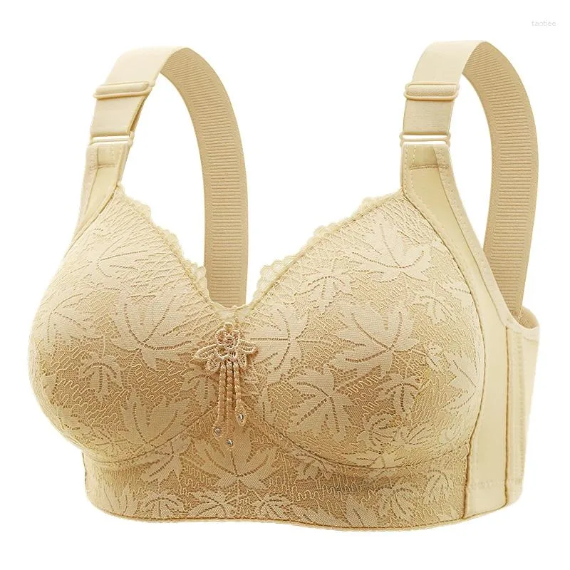 Bras Thin And Large-sized Women's Bra With Four Breasted Buttons No Steel Rings To Prevent Sagging Comfortable Breathable