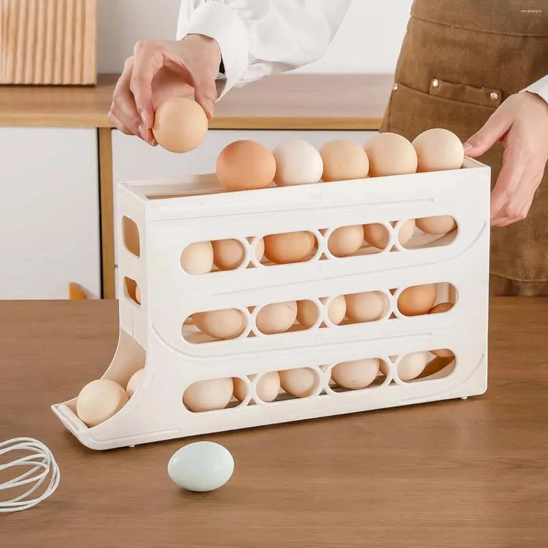 Storage Bottles Auto Rolling Eggs Holder Egg Container Refrigerator Dispenser For Cupboard Pantry