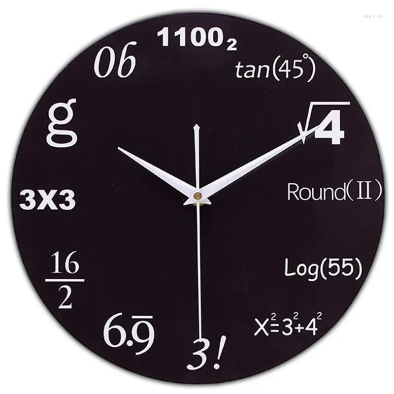 Horloges mures murales 12 "grande horloge mathématiques Blackboard Kitchen Black Circular Arithmetic Watch