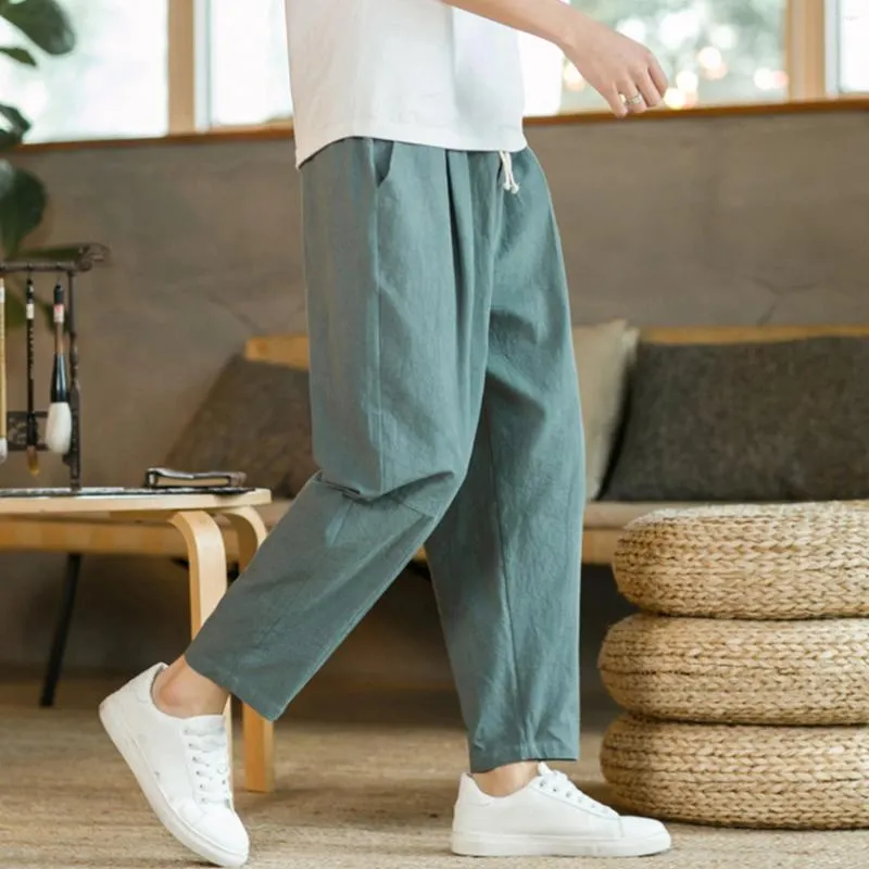 Herrenhosen Männliche neun Punkte Hosen losen Hosen Kordelzug Casual Streetwear für Männer Sommer dünne Soild Pant Ropa Hombre