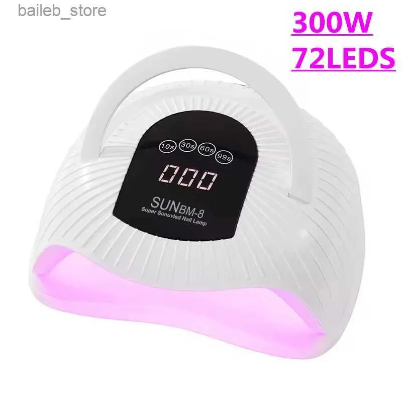 Nail Dryers BM-8 300W 72LEDs Nail Dryer Lamp Big Power UV LED Nail Lamp No Black Hands For Drying Nail Gel Polish Portable Design Nail Lamp Y240419