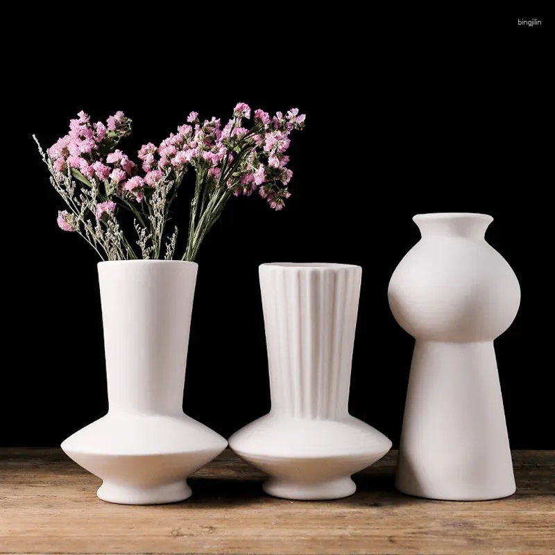 Vasos de vasos de cerâmica criativa Vaso de flor nórdica Arte moderna para a sala de estar da sala de estar Decoração de escritório